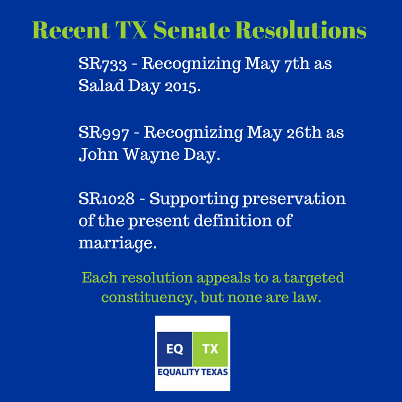 Recent TX Senate Resolutions